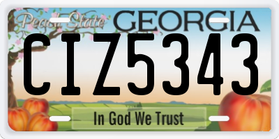 GA license plate CIZ5343