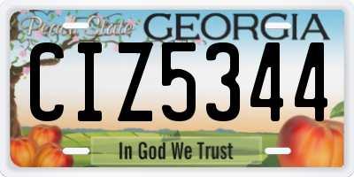 GA license plate CIZ5344