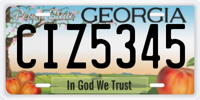 GA license plate CIZ5345