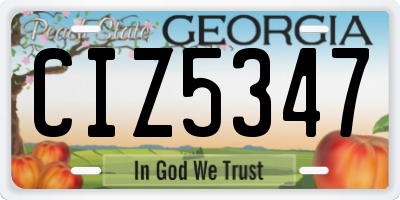 GA license plate CIZ5347