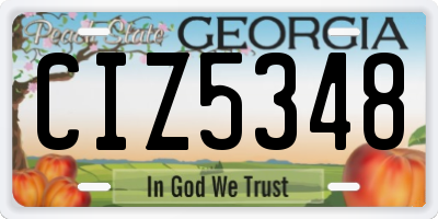 GA license plate CIZ5348