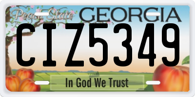 GA license plate CIZ5349