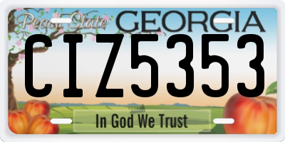 GA license plate CIZ5353