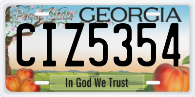 GA license plate CIZ5354