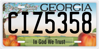 GA license plate CIZ5358
