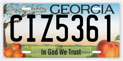 GA license plate CIZ5361
