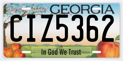 GA license plate CIZ5362