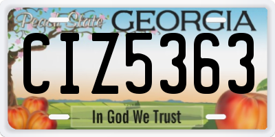 GA license plate CIZ5363
