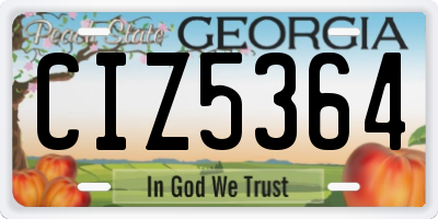 GA license plate CIZ5364