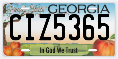 GA license plate CIZ5365