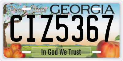 GA license plate CIZ5367