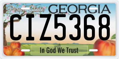GA license plate CIZ5368