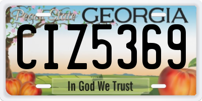 GA license plate CIZ5369