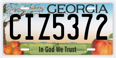 GA license plate CIZ5372