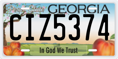 GA license plate CIZ5374