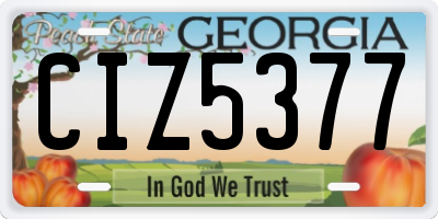 GA license plate CIZ5377