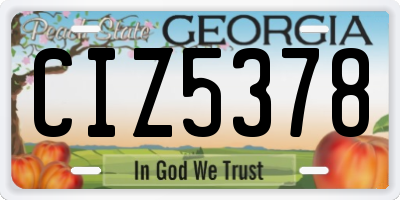 GA license plate CIZ5378