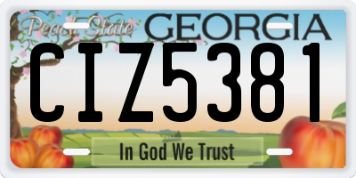 GA license plate CIZ5381