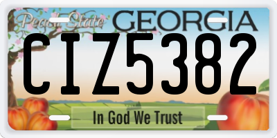 GA license plate CIZ5382