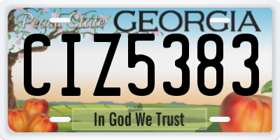 GA license plate CIZ5383