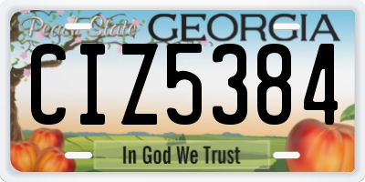 GA license plate CIZ5384