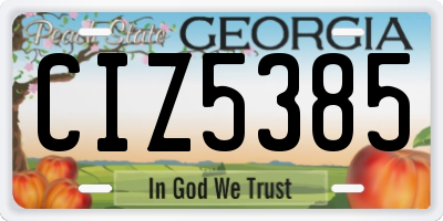 GA license plate CIZ5385