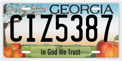GA license plate CIZ5387