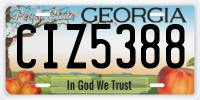GA license plate CIZ5388