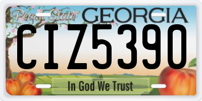 GA license plate CIZ5390