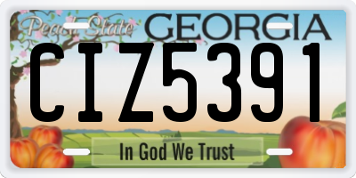 GA license plate CIZ5391