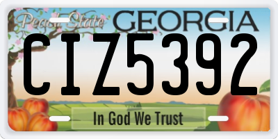 GA license plate CIZ5392