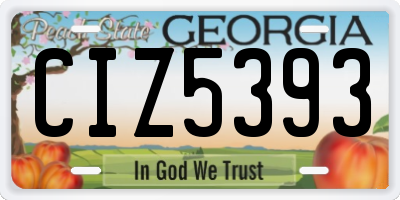 GA license plate CIZ5393
