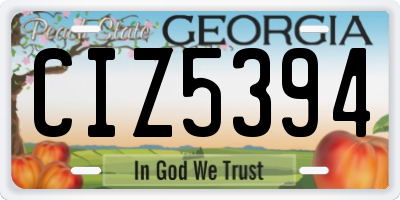 GA license plate CIZ5394