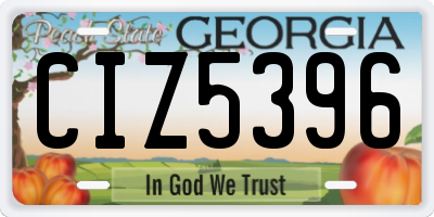 GA license plate CIZ5396