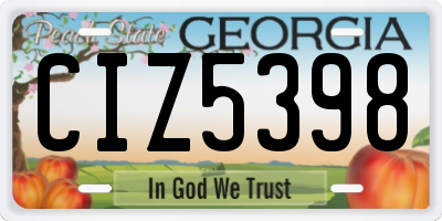 GA license plate CIZ5398