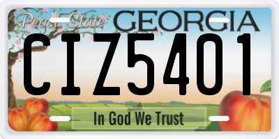 GA license plate CIZ5401