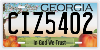 GA license plate CIZ5402
