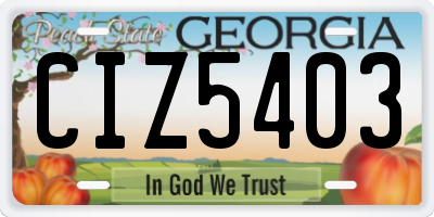 GA license plate CIZ5403