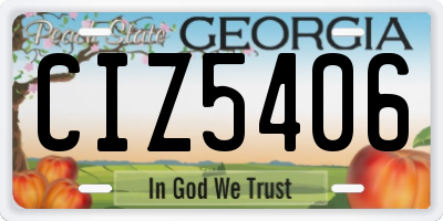 GA license plate CIZ5406