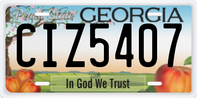 GA license plate CIZ5407