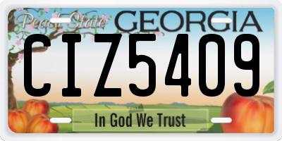 GA license plate CIZ5409