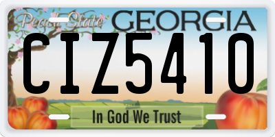 GA license plate CIZ5410