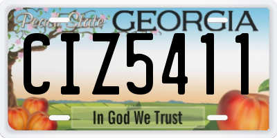 GA license plate CIZ5411
