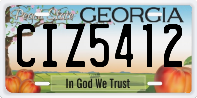 GA license plate CIZ5412