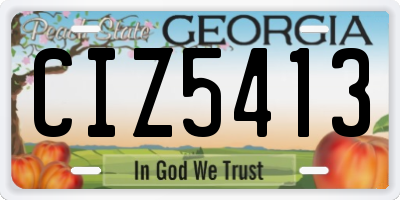 GA license plate CIZ5413
