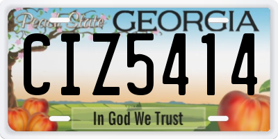 GA license plate CIZ5414