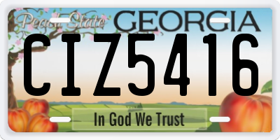 GA license plate CIZ5416