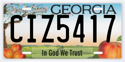 GA license plate CIZ5417