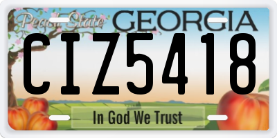 GA license plate CIZ5418