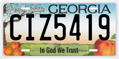 GA license plate CIZ5419